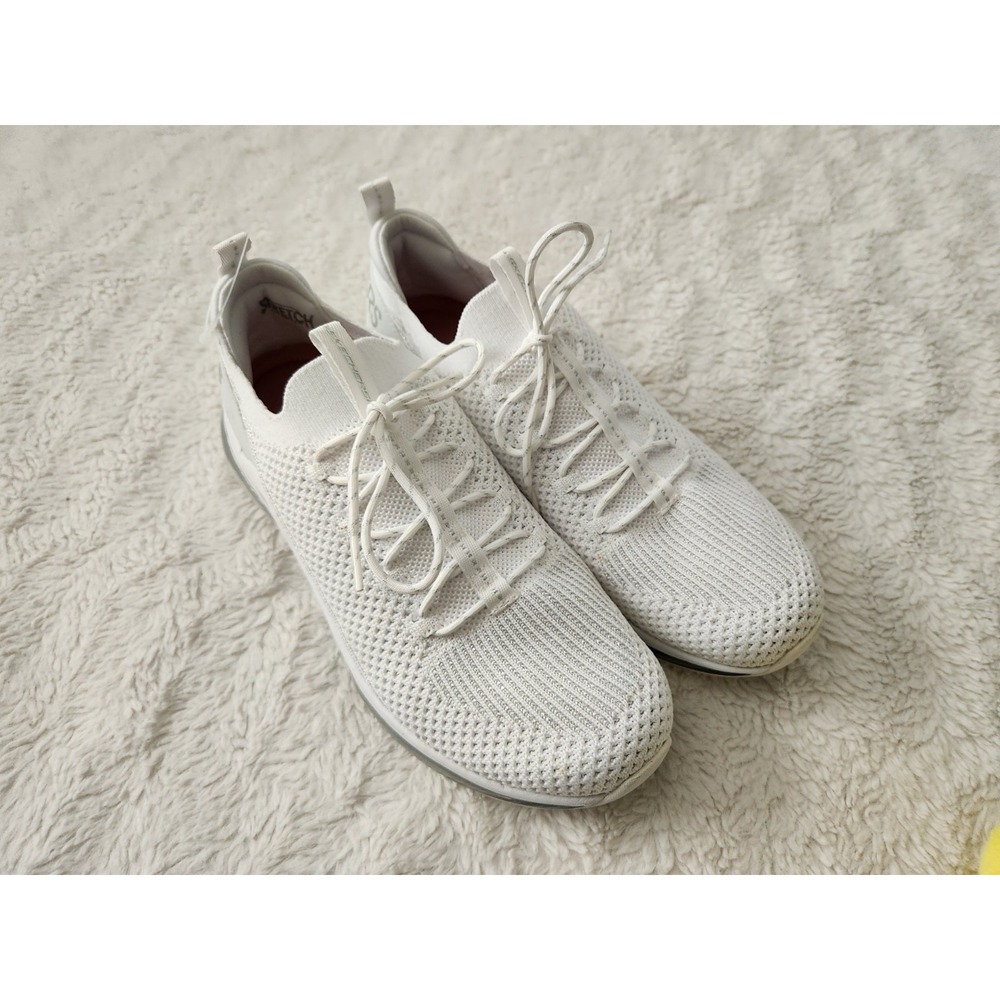 Skechers Air-Cooled Memory Foam White Knit Sneakers Walking Shoes Women's...